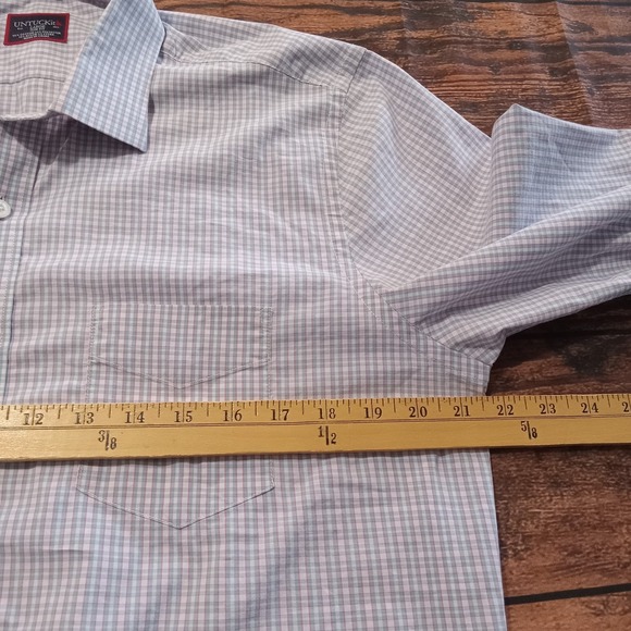Untuckit Long Sleeve Slim Fit Button Up Stretch Men's Large Pink/Red Check - Picture 6 of 6